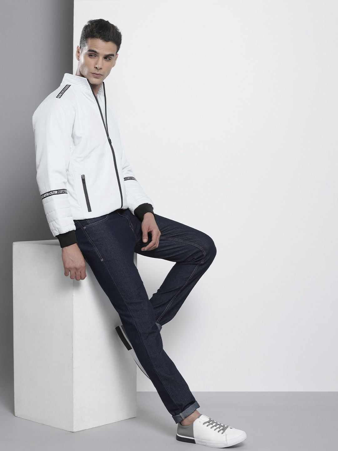 The Indian Garage Co Men Zip-Front Bomber Jacket with Zip Pockets
