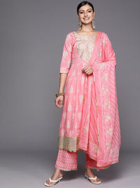 Libas Women Ethnic Motifs Embroidered Pure Cotton Kurta With Palazzos & With Dupatta