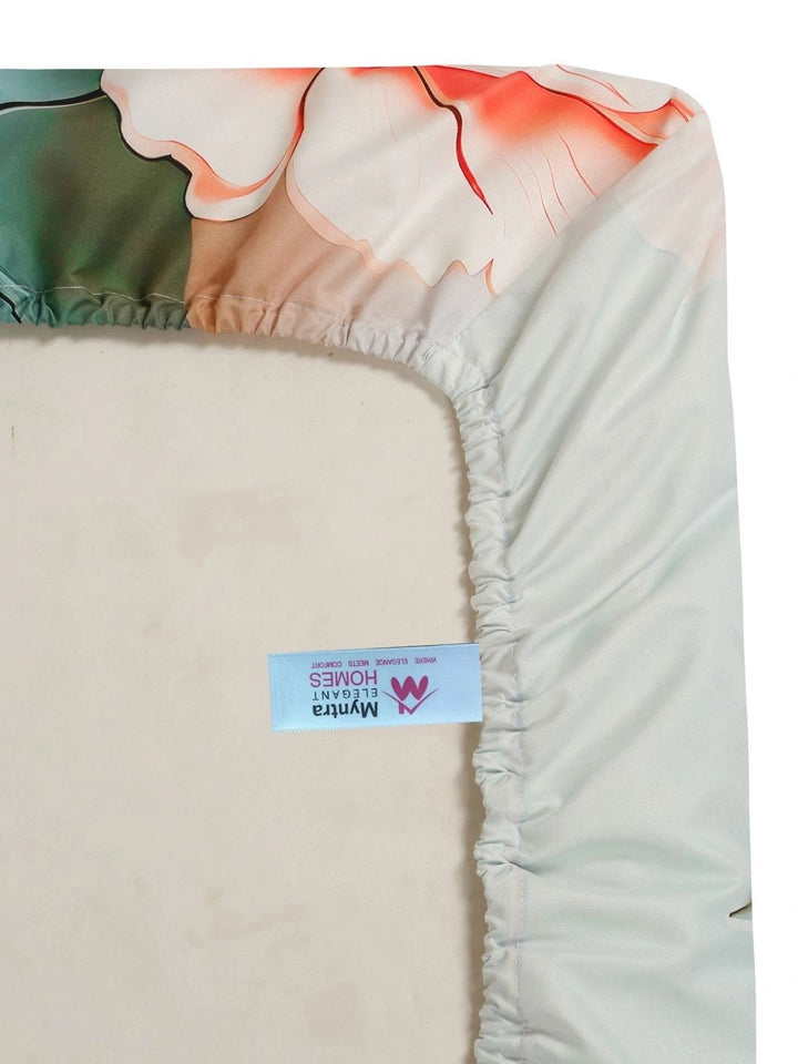 Myntra Elegant Homes Green & Orange 400 TC King Bedsheet with 2 Pillow Covers