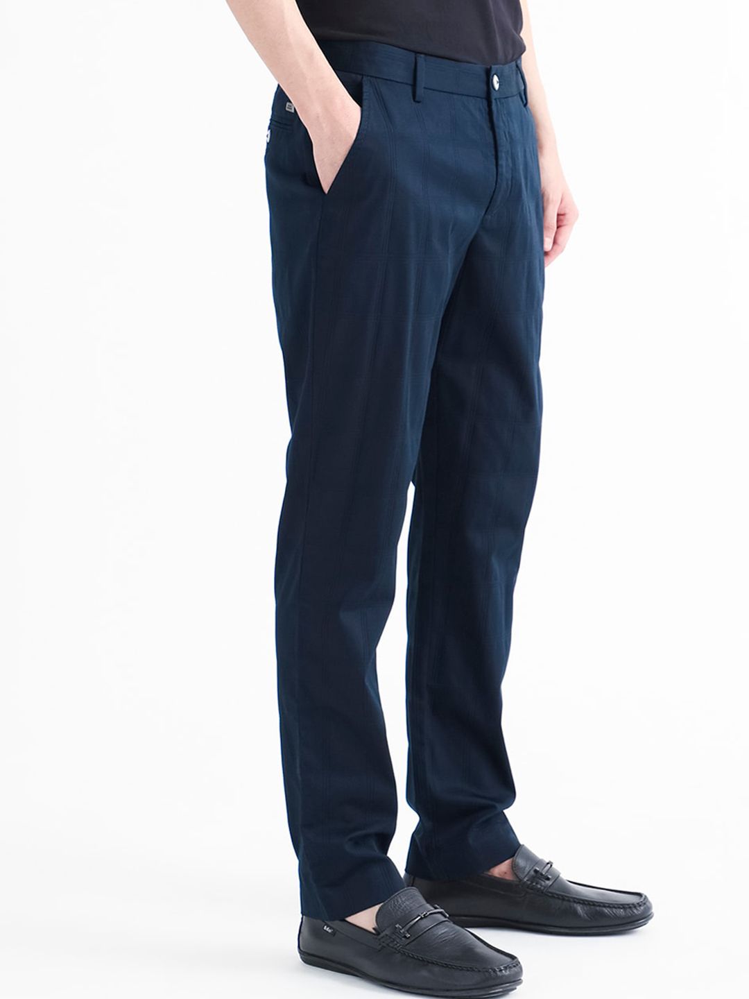RARE RABBIT Men Quince Mid Rise Cotton Slim Fit Trouser