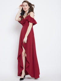 Berrylush Women Red Solid Maxi Dress