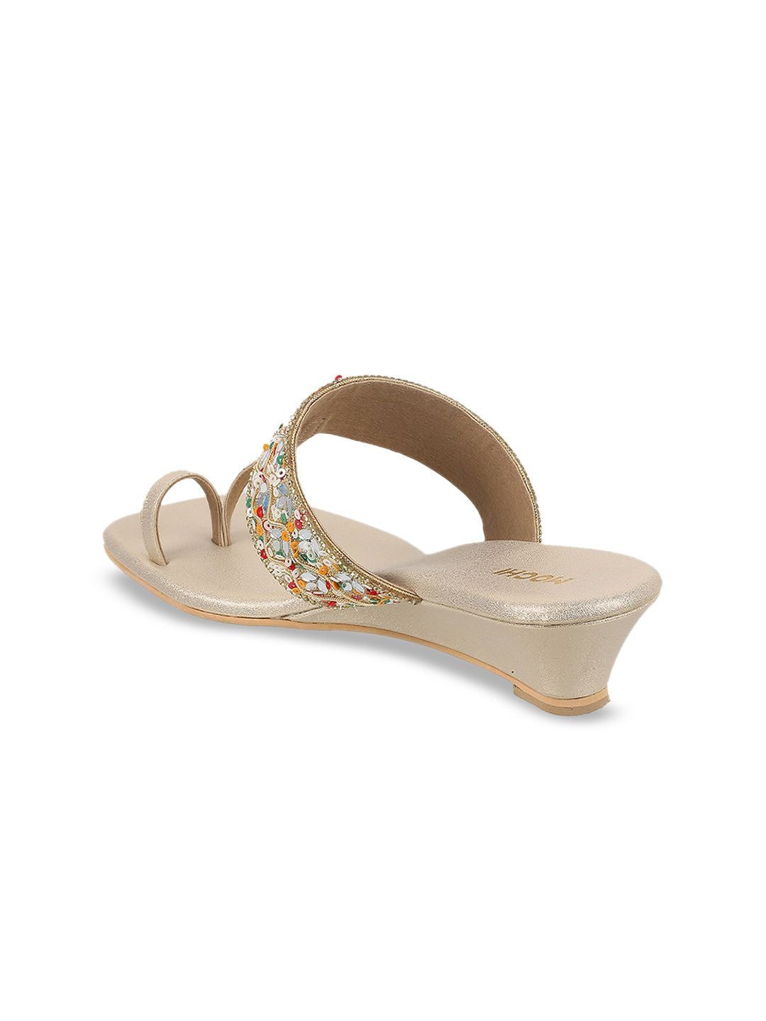 Mochi Ethnic Embellished One Toe Wedges