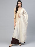 W Off-White & Golden Printed Dupatta