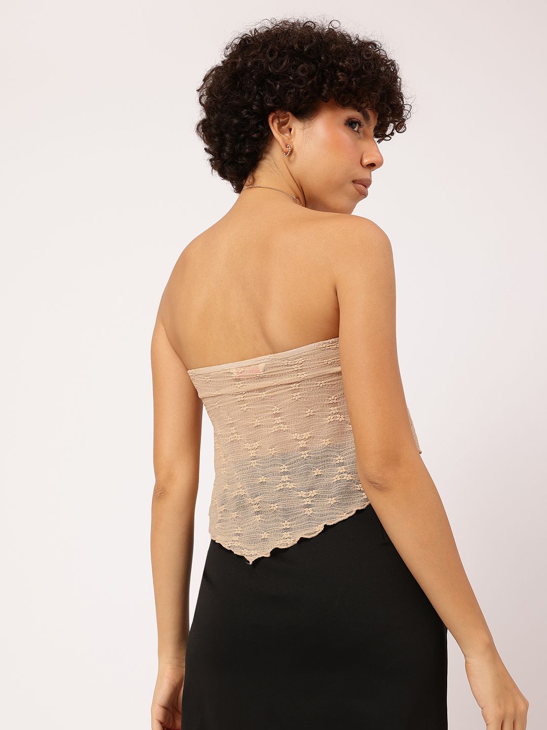 DressBerry Blush Bloom Lacey Bandaeu Crop Top