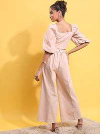Tokyo Talkies Cropped Top With Flared Trouser & Belt