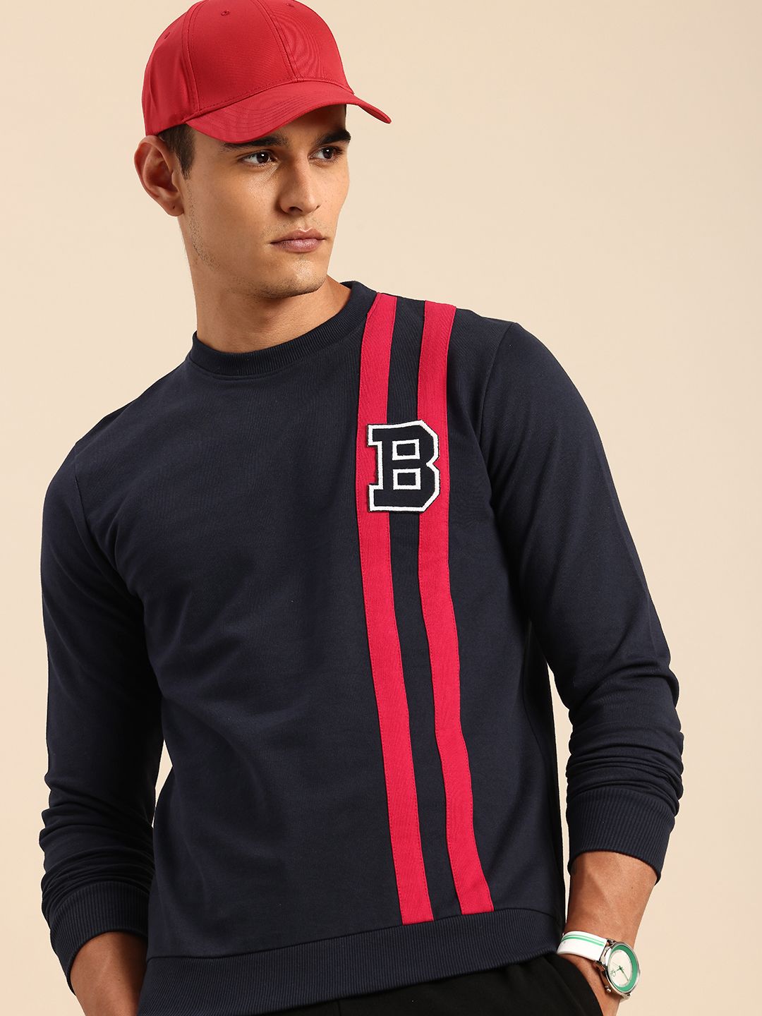 Being Human Pure Cotton Striped Sweatshirt