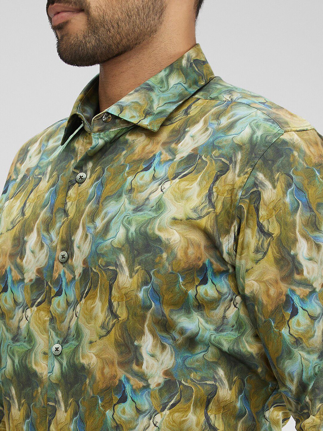 Park Avenue Slim Fit Floral Opaque Printed Cotton Casual Shirt