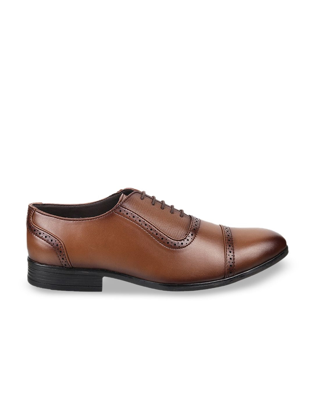 Metro Men Textured Round Toe Leather Formal Oxfords