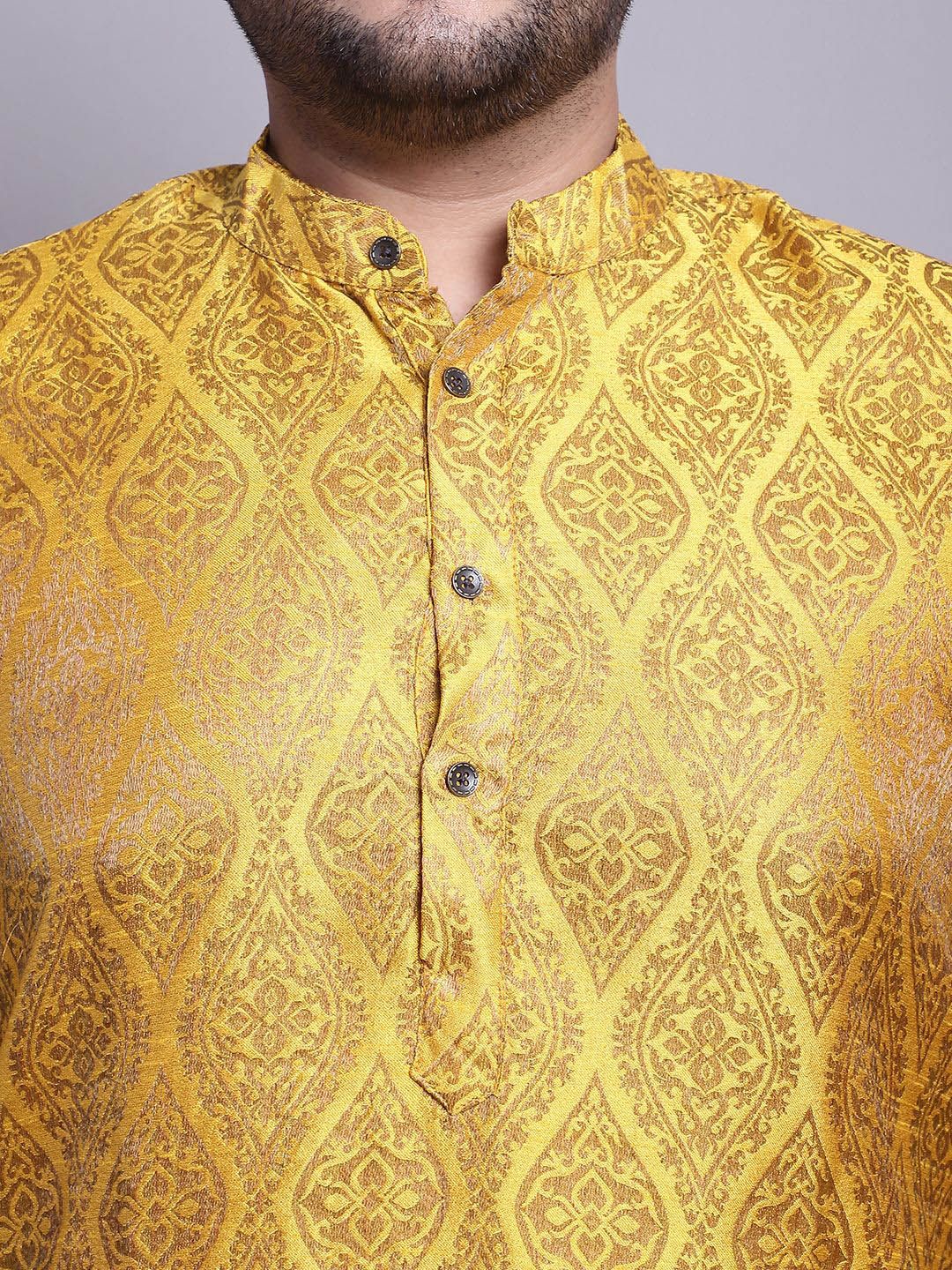 SOJANYA PLUS Motif Etnik Rekaan Tenunan Kurta Biasa Dengan Baju Tidur & Jaket Nehru