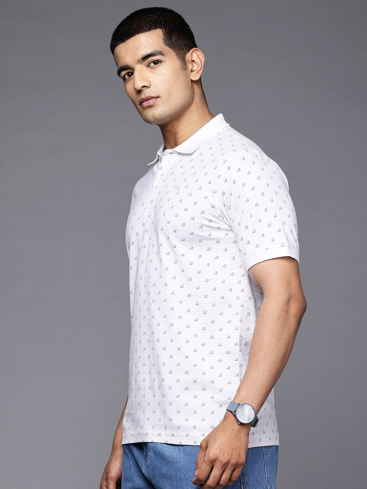 Raymond Geometric Printed Polo Collar Pure Cotton Slim Fit T-shirt