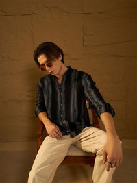 DENNISON Men Stripetastic Drop Shoulder Oversized Pure Cotton Shirt