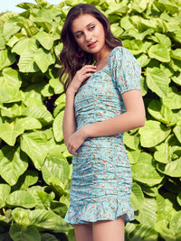 STREET 9 Green & Pink Floral Printed Sheath Dress