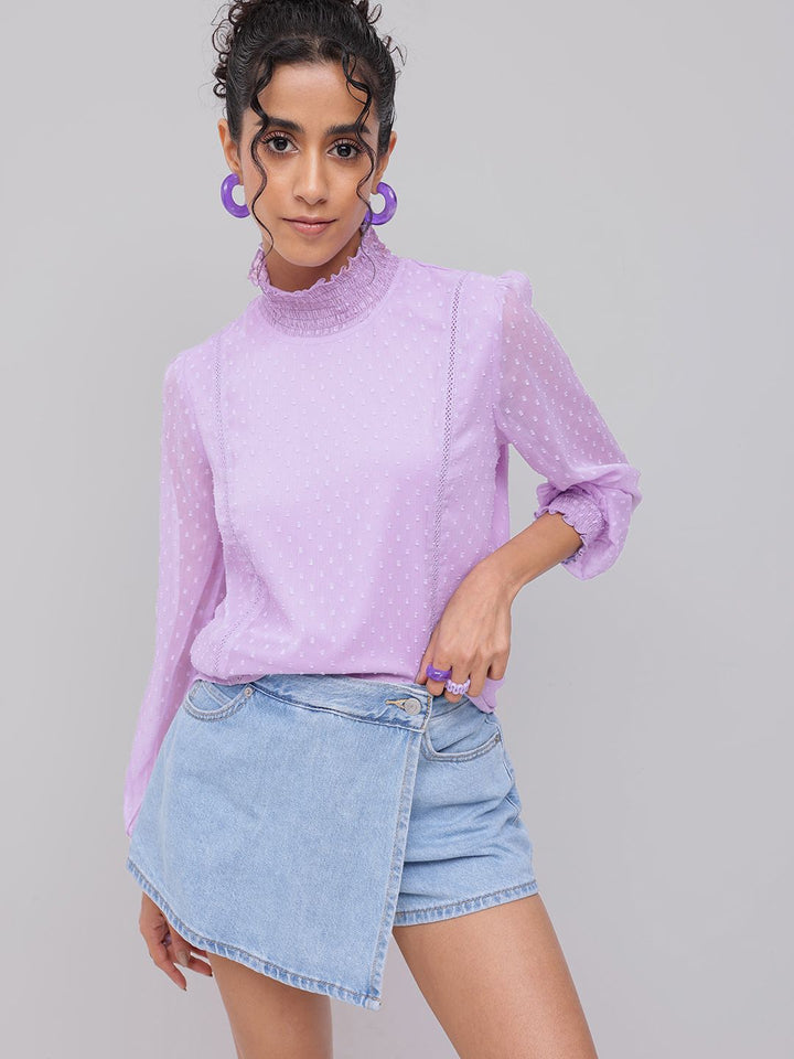 DressBerry Soft Serenity Dobby Poet Sleeves Top