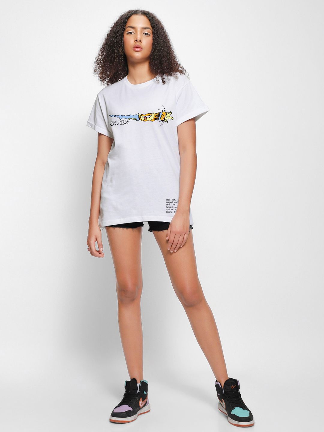 Bewakoof Women Garfield Comic Printed Relaxed Fit T-shirt