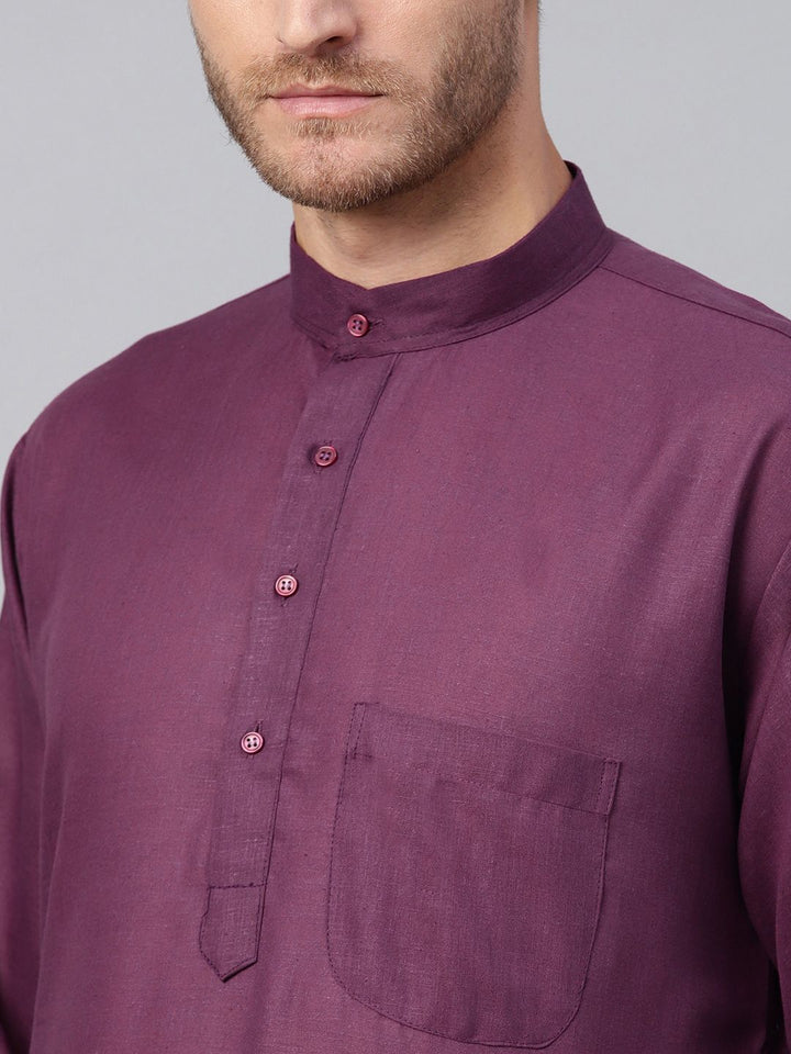 SOJANYA Mandarin Collar Patch Poket Linen Kapas Lurus Kurta