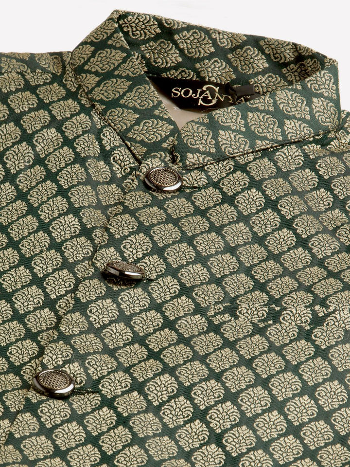 SOJANYA Kurta Motif Etnik Oren Lelaki dengan Jaket Churidar & Nehru
