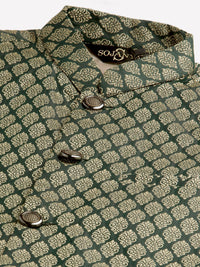 SOJANYA Kurta Motif Etnik Oren Lelaki dengan Jaket Churidar & Nehru