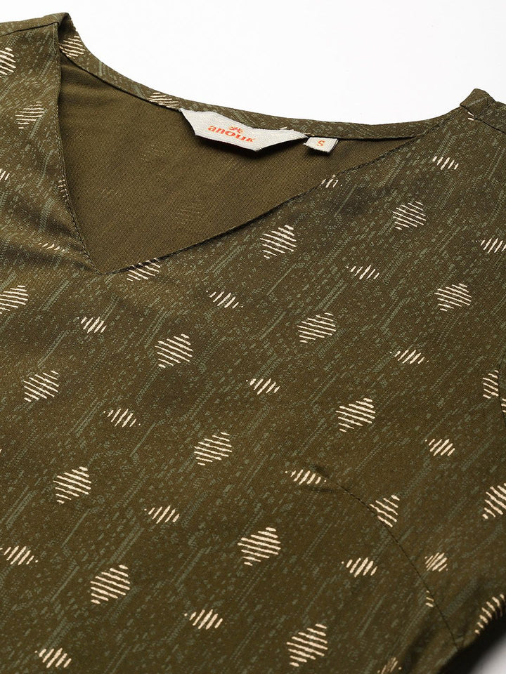 Anouk Geometric Printed Straight Kurta