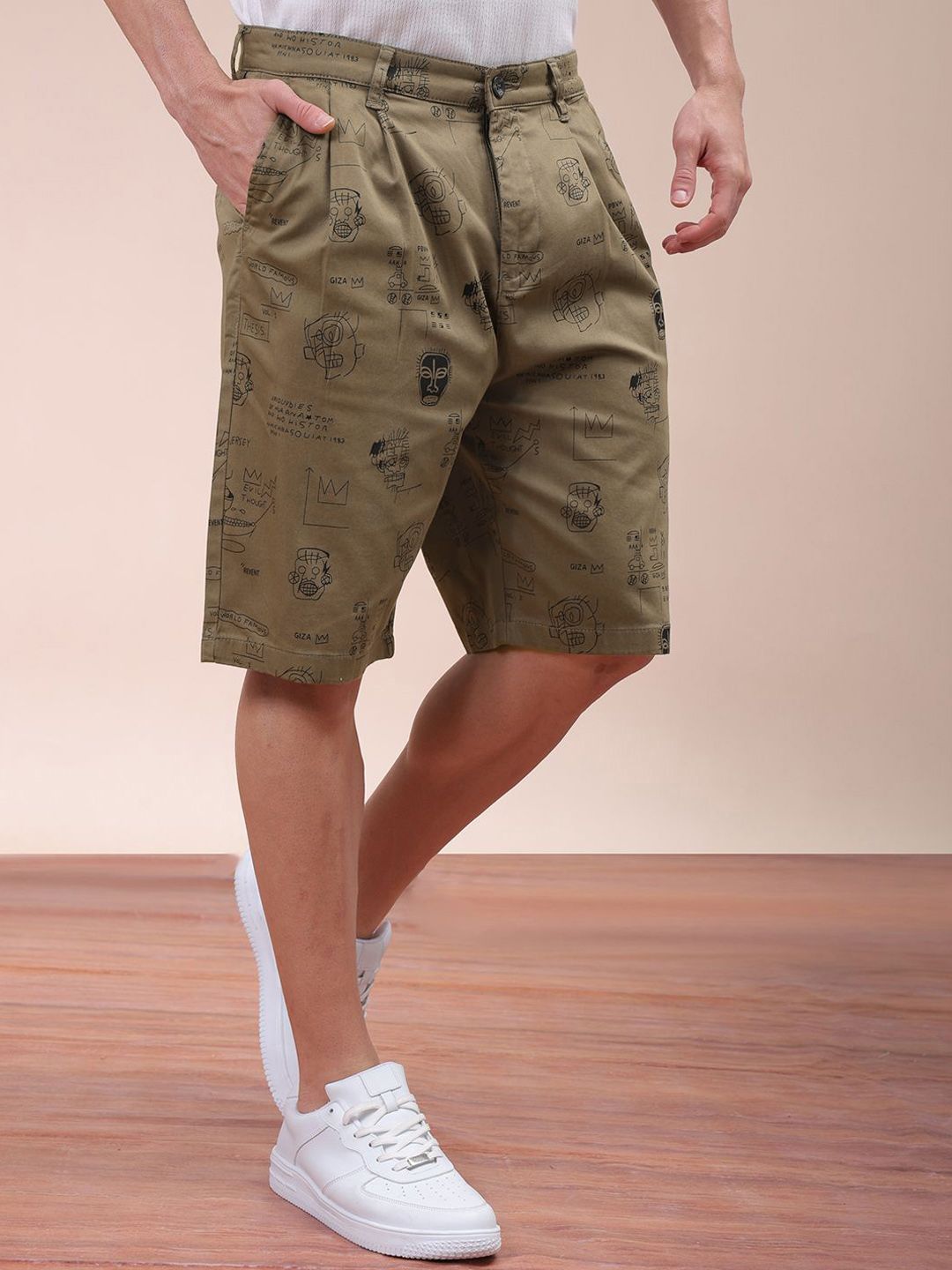 The Indian Garage Co Men Cotton Abstract Printed Shorts