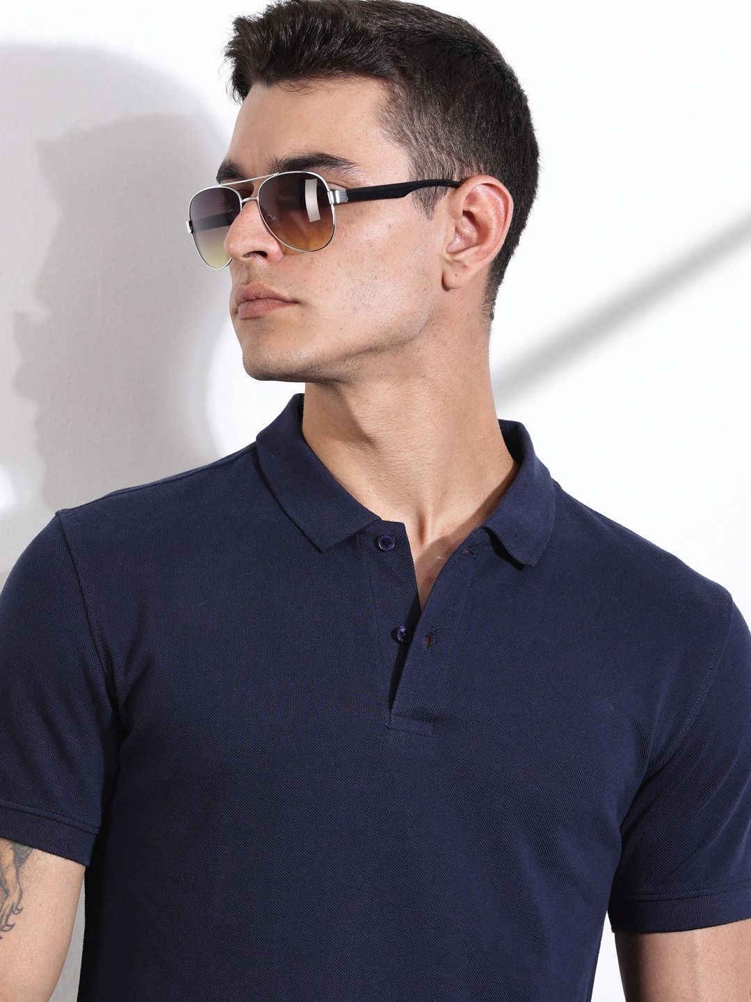 Thomas Scott Men Solid Polo Collar Cotton T-shirt