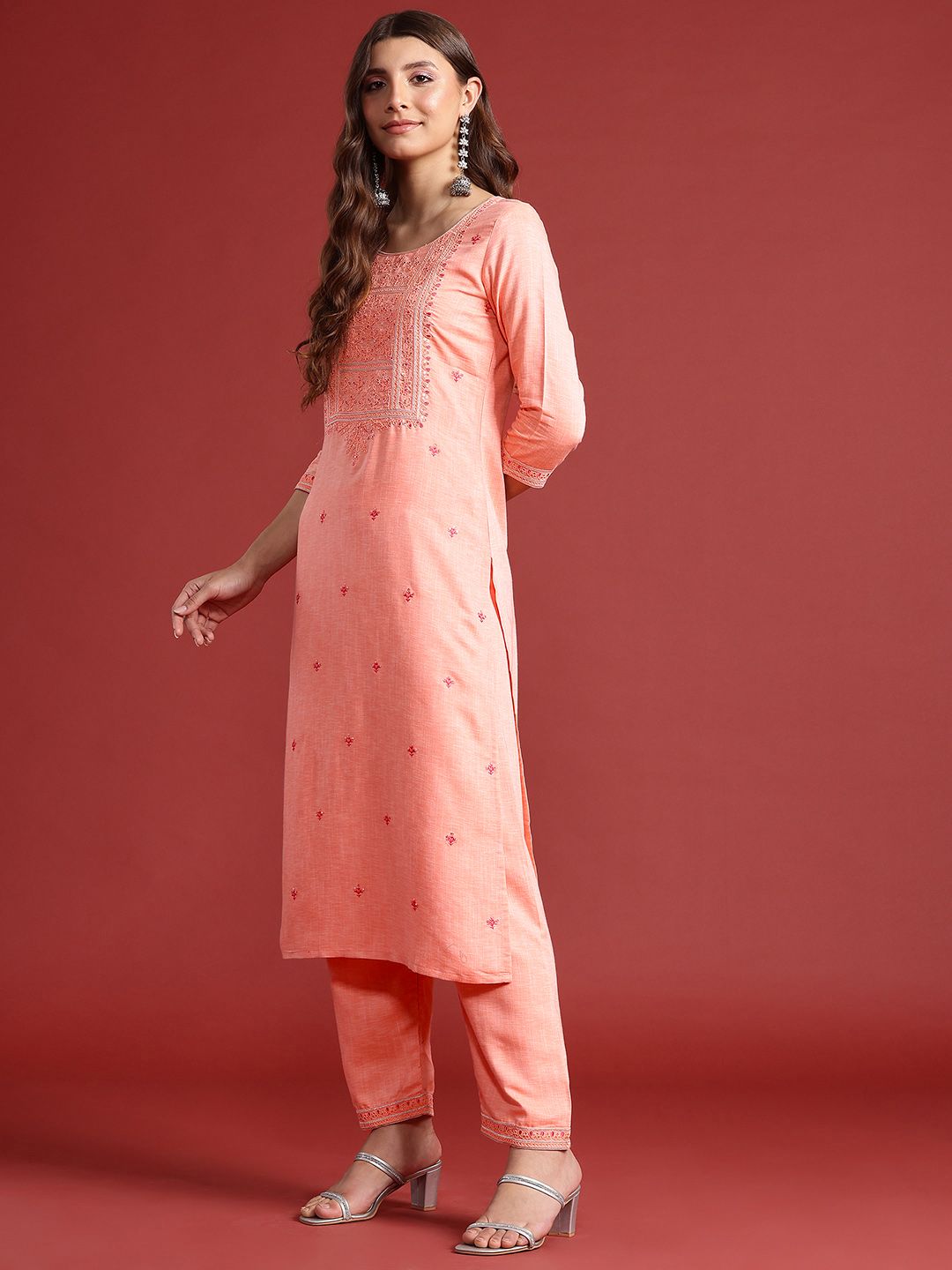 Anouk Indie Florals Embroidered Kurta with Trousers & Dupatta