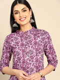 Anouk Women Purple & White Pure Cotton Ethnic Motifs Printed Kurta