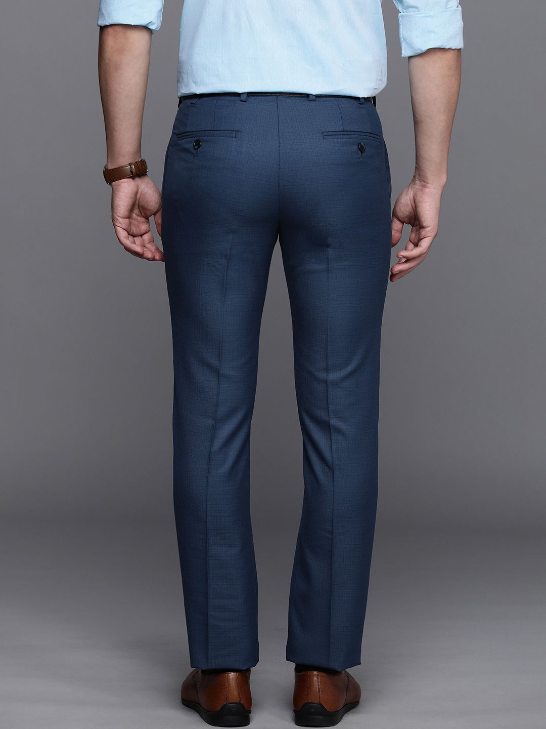 Raymond Men Solid Slim Fit Flat Front Formal Trousers