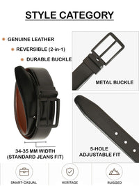 Teakwood Leathers Men Textured Leather Reversible Formal Belt