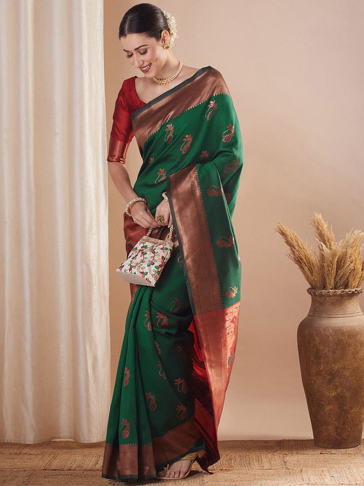Saree mall Ethnic Motifs Zari Paithani Sarees