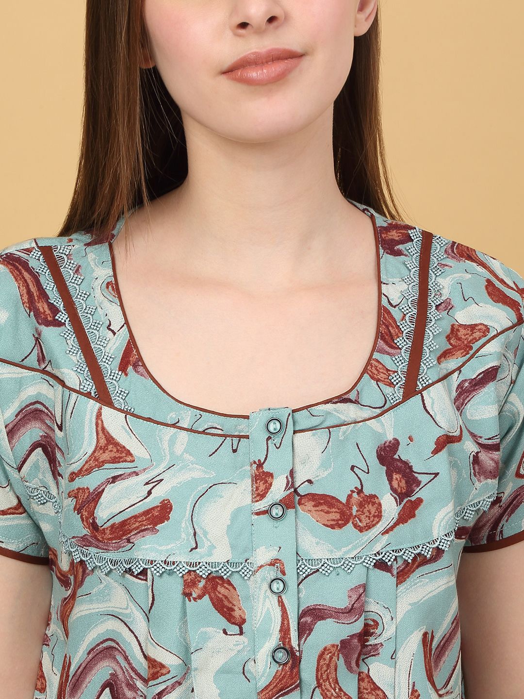 Sweet Dreams Printed pure cotton Maxi Nightdress