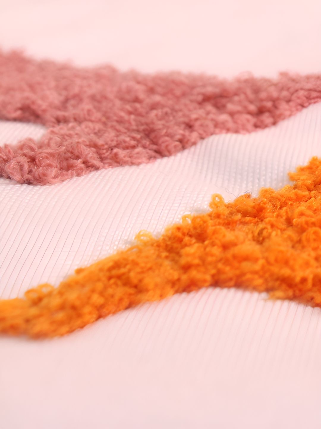 STITCHNEST Pink & Yellow Embroidered Square Cushion Cover