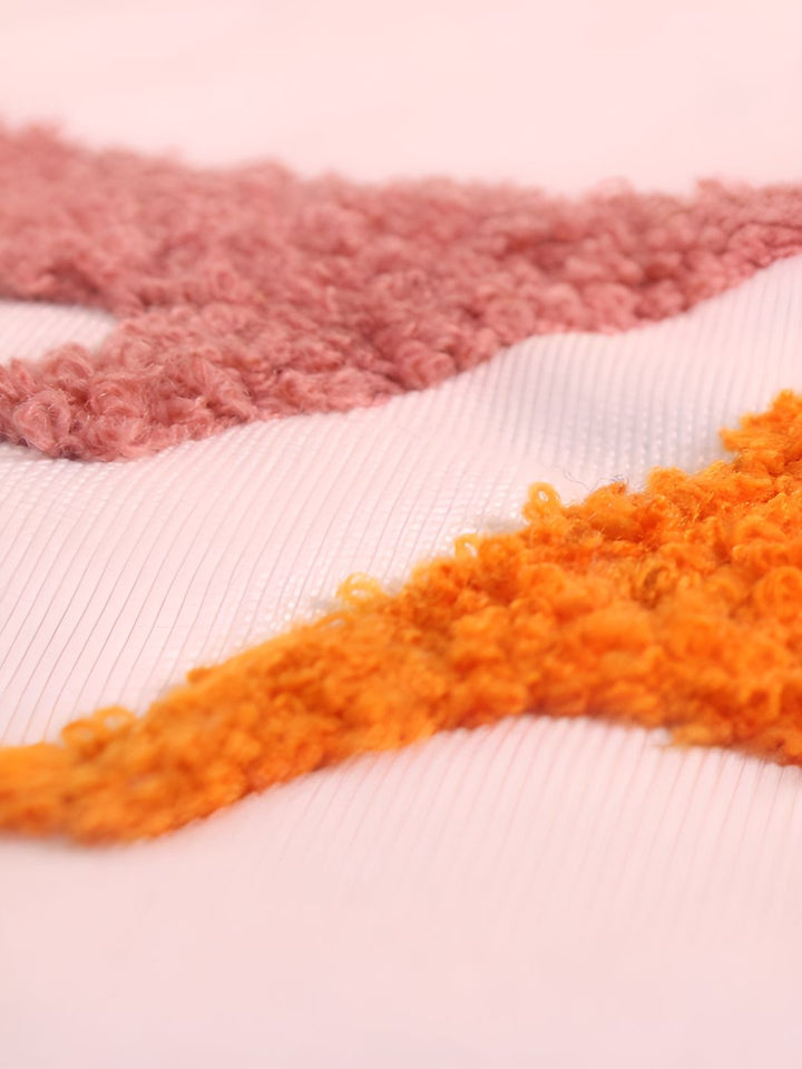 STITCHNEST Pink & Yellow Embroidered Square Cushion Cover