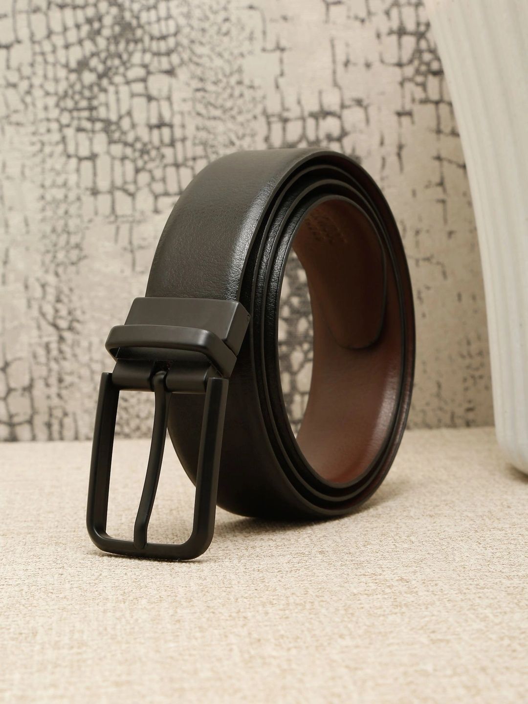 Teakwood Leathers Men Textured Leather Reversible Belt