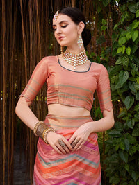 KALINI Women Silk Blend Woven Banarasi Saree With Blouse Piece