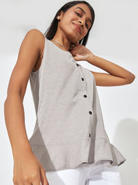 The Label Life Woman Grey Ruffle Hem Cami
