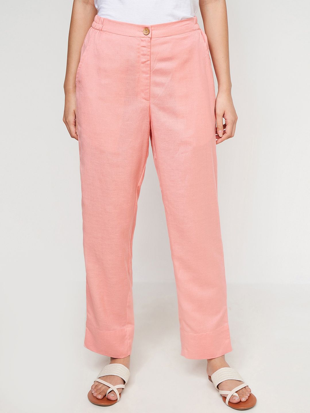 Global Desi Women Straight Fit Parallel Trousers