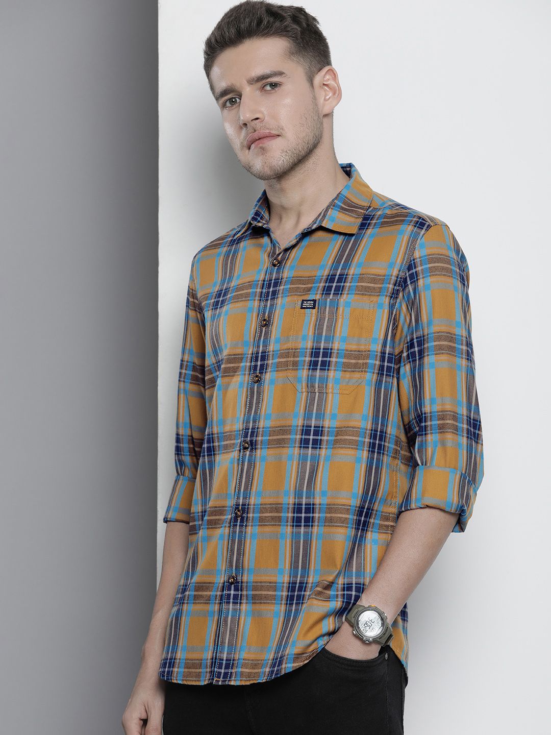 The Indian Garage Co Smart Slim Fit Opaque Checked Casual Shirt