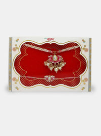 NVR Set of 2 Lotus Stone-Studded & Beaded Bhaiya Bhabhi Rakhi with Roli Chawal