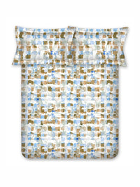 BOMBAY DYEING Allure White & Brown Printed 144 TC Pure Cotton Queen Fitted Bedsheet Set