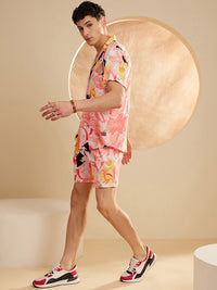 DENNISON The Vacay Mode Geometric Printed Collar Shirt With Shorts