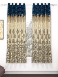 Story@home Blue & Brown 2 Pieces Ethnic Motifs Window Curtain