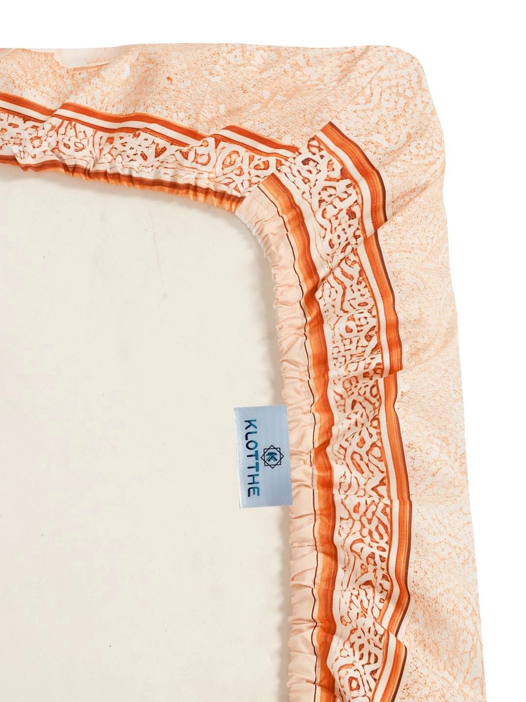 Moda Rapido X KLOTTHE Peach-Coloured & Blue Floral 400 TC King Bedsheet with 2 Pillow Covers