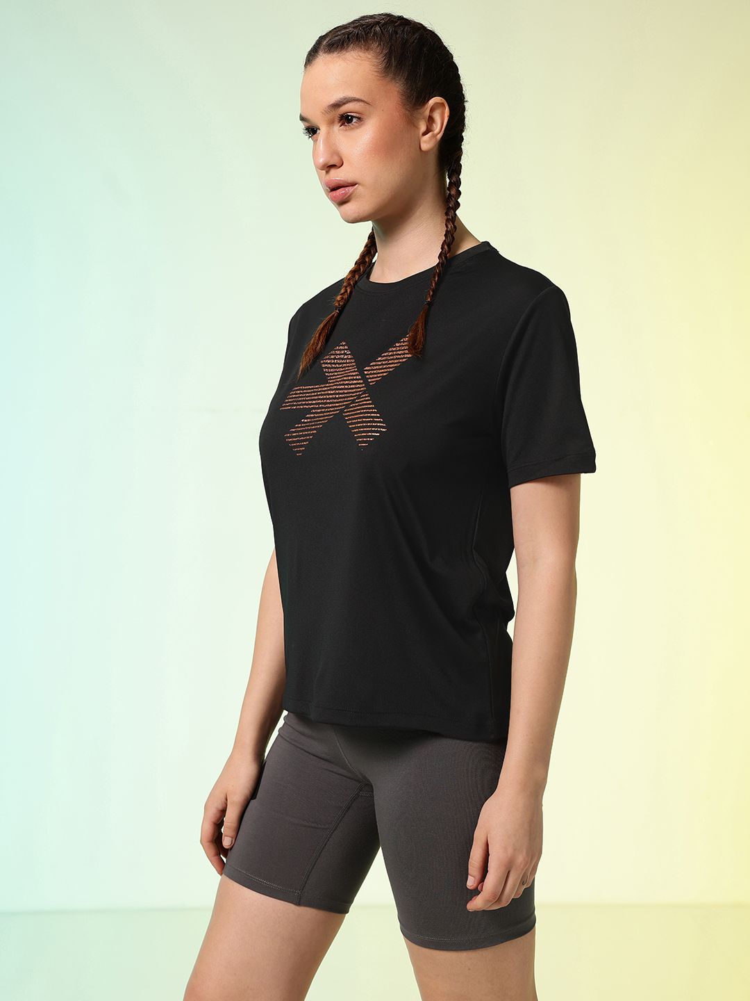 HRX by Hrithik Roshan Brand Logo Printed ACTIVE-GODDESS Rapid Dry Training T-shirt