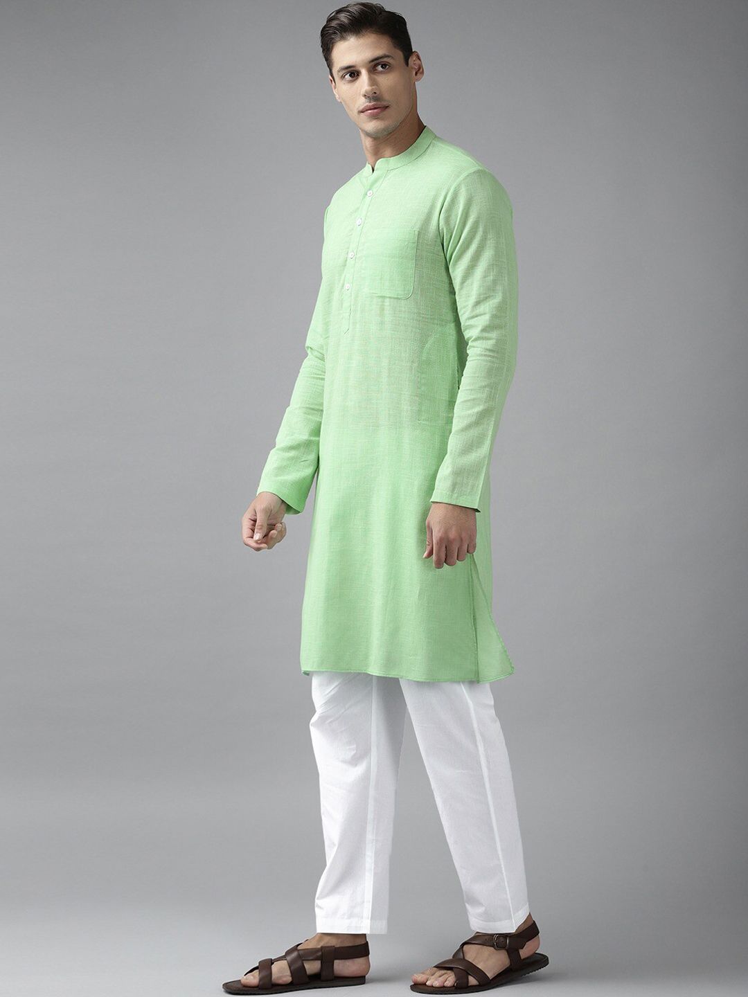 See Designs Men Green Cotton Kurta