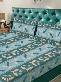 KLOTTHE Multicoloured Floral 300 TC King Bedsheet with 2 Pillow Covers