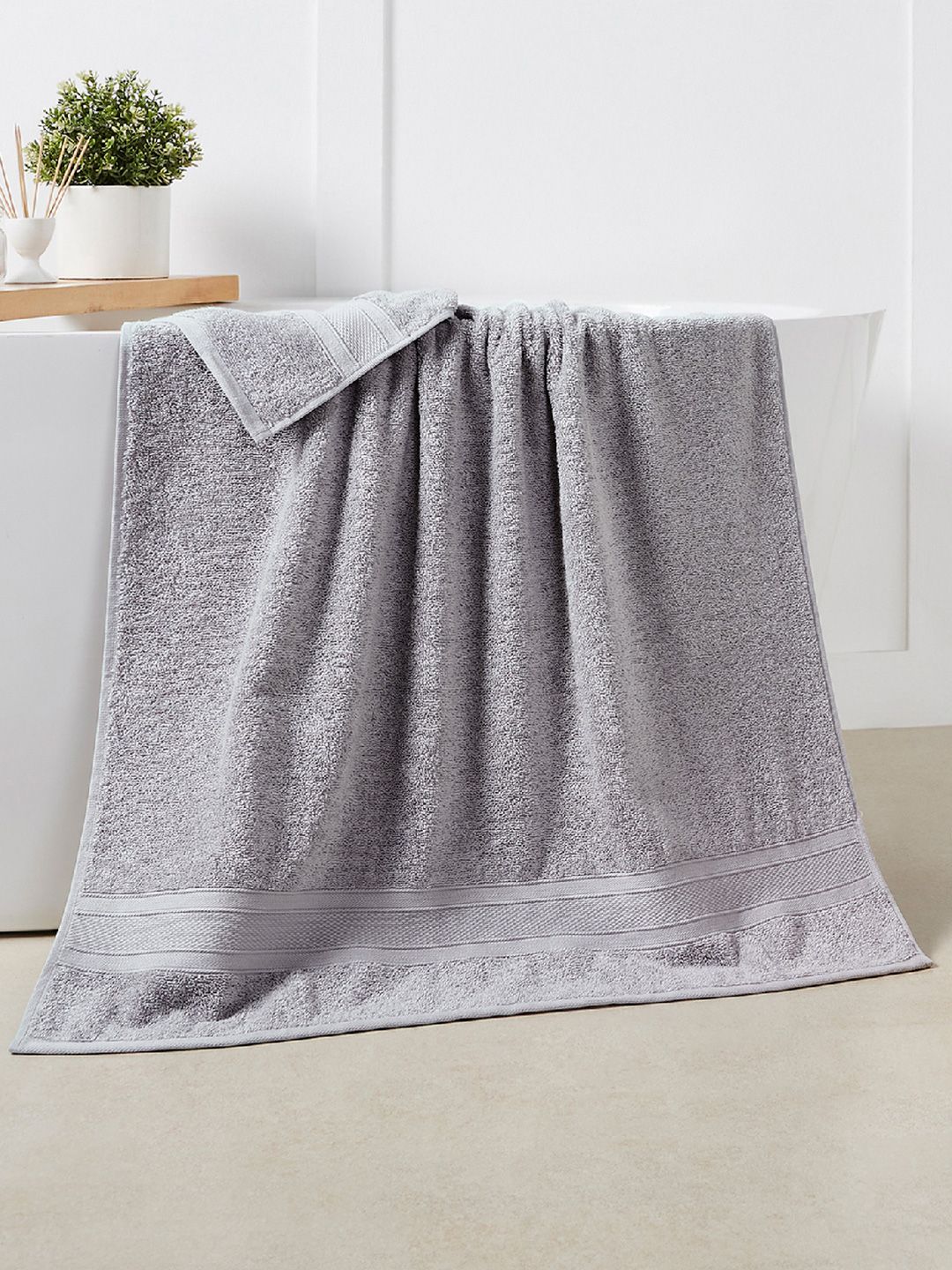 MYTRIDENT Unisex Set Of 6 Grey Solid Sustainable 500 GSM Towel Set
