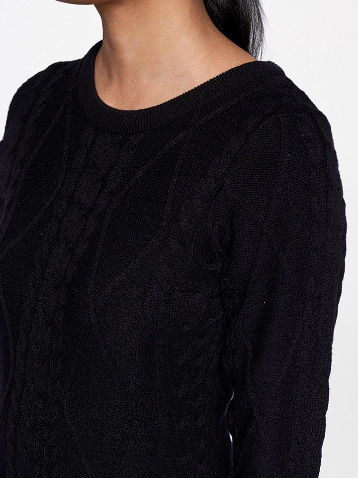 Global Desi Women Black Knitted Kurta