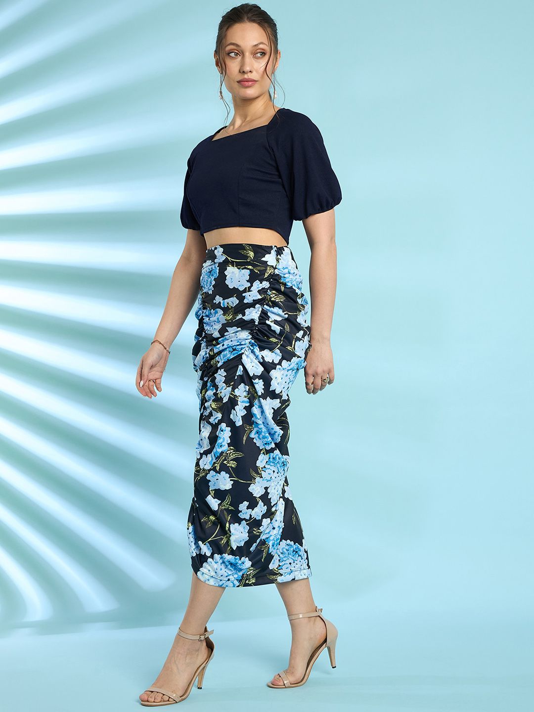 Antheaa Printed Draped Skirt & Top Co-Ords
