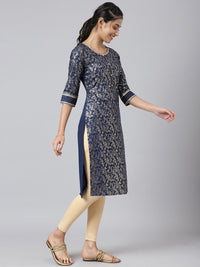 AURELIA Women Blue Ethnic Motifs Printed Kurta