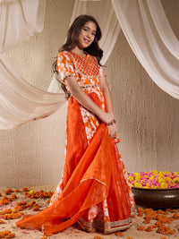 pspeaches Girls Printed Ready to Wear Lehenga & Blouse With Dupatta